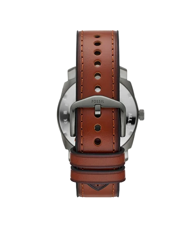 Machine Three-Hand Date Brown Leather Watch