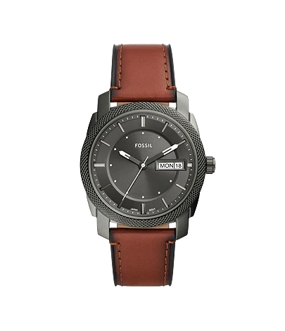 Machine Three-Hand Date Brown Leather Watch