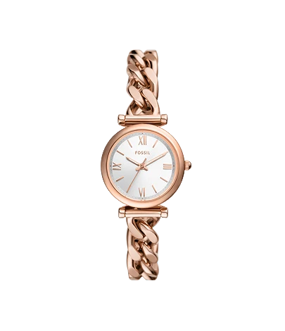 Carlie Mini Three-Hand Rose Gold-Tone Stainless Steel Watch