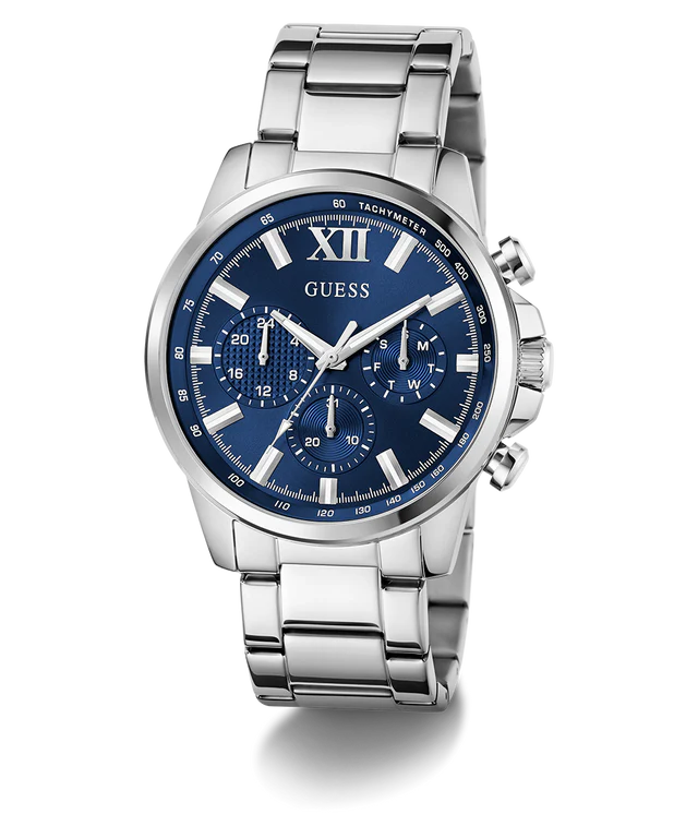 GUESS Mens Silver Tone Multi-function Watch