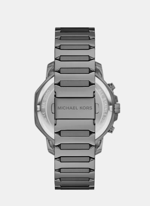 Michael Kors Oversized Prescott Men Quartz Grey Dial Chronograph Stainless Steel Watch