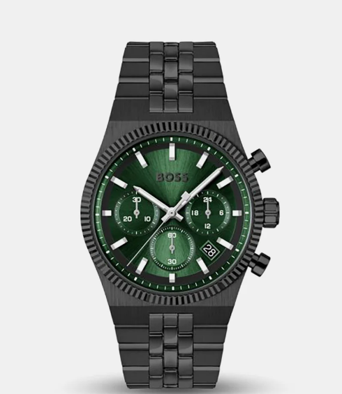 Boss Candor Men Quartz Green Dial Chronograph Stainless Steel Watch
