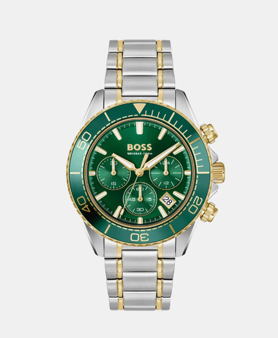 Boss Sealiner Men Quartz Green Dial Chronograph Stainless Steel Watch