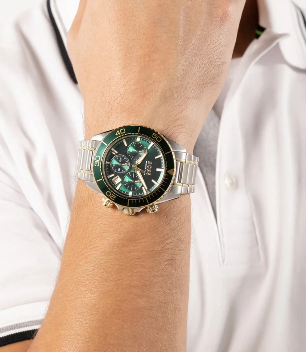 Boss Sealiner Men Quartz Green Dial Chronograph Stainless Steel Watch