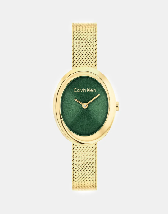 Twisted Bezel Women Quartz Green Dial Analog Stainless Steel Watch