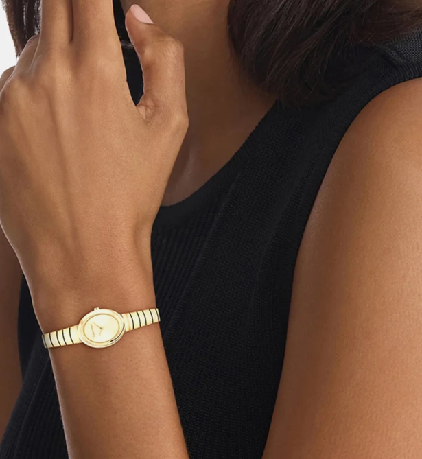 Women Quartz Gold Dial Analog Stainless Steel Watch