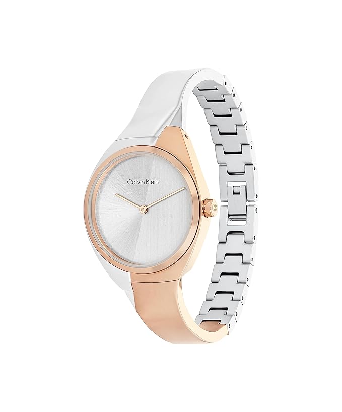 Calvin Klein Charming Qtz Basic Slim Silver White Special Dial Women's Watch|Two Tone Stainless Steel Material|Silver Color Band