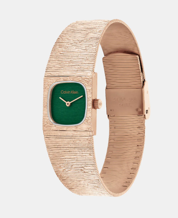 Sophisticated Square Women Quartz Green Dial Analog Stainless
