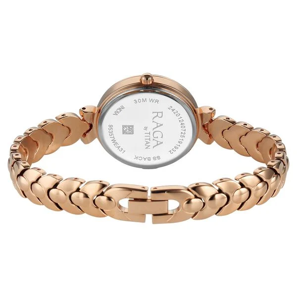 Titan Raga Showstopper Quartz Analog Rose Gold Dial Rose Gold Metal Strap Watch For Women