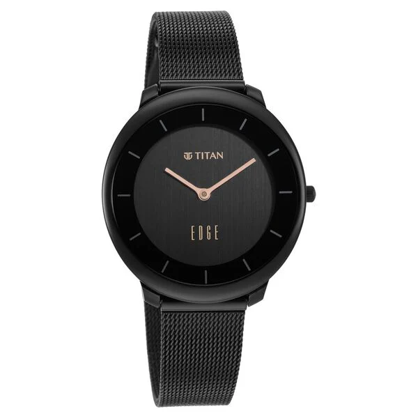 Titan Edge Black Dial Analog Stainless Steel Strap Watch for Women