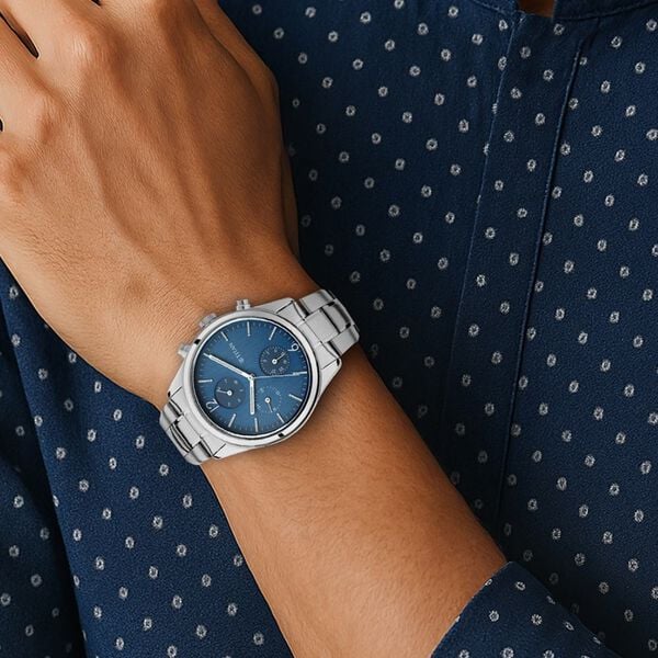 Titan Men's Metropolitan Charm: Men's Multifunctional Blue Watch with Metallic Accents