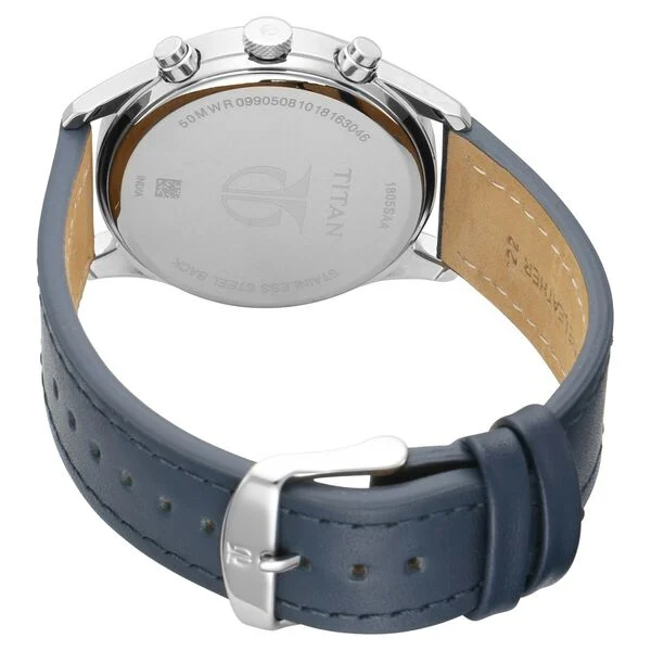 Titan Men's Metropolitan Charm: Men's Multifunctional Blue Watch with Leather Strap