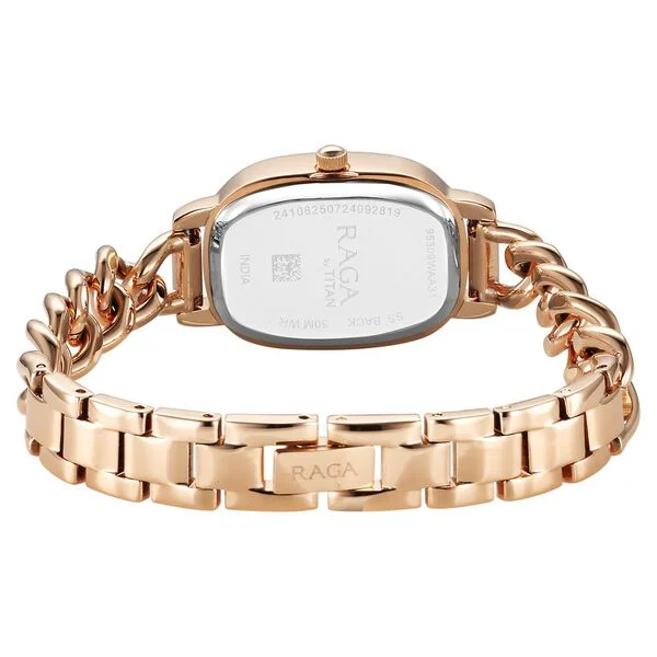 Titan Raga Showstopper Quartz Analog Rose Gold Dial Metal Strap Watch For Women