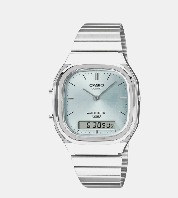 Classics Men Quartz Blue Dial Analog-Digital Stainless Steel Watch