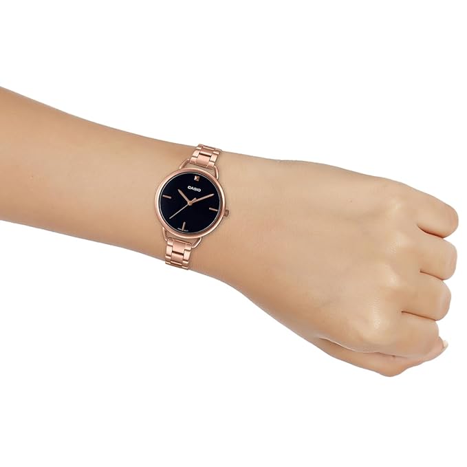 Casio Stainless Steel Enticer Analog Black Dial Women's Watch - Ltp-E415Pg-1Cdf