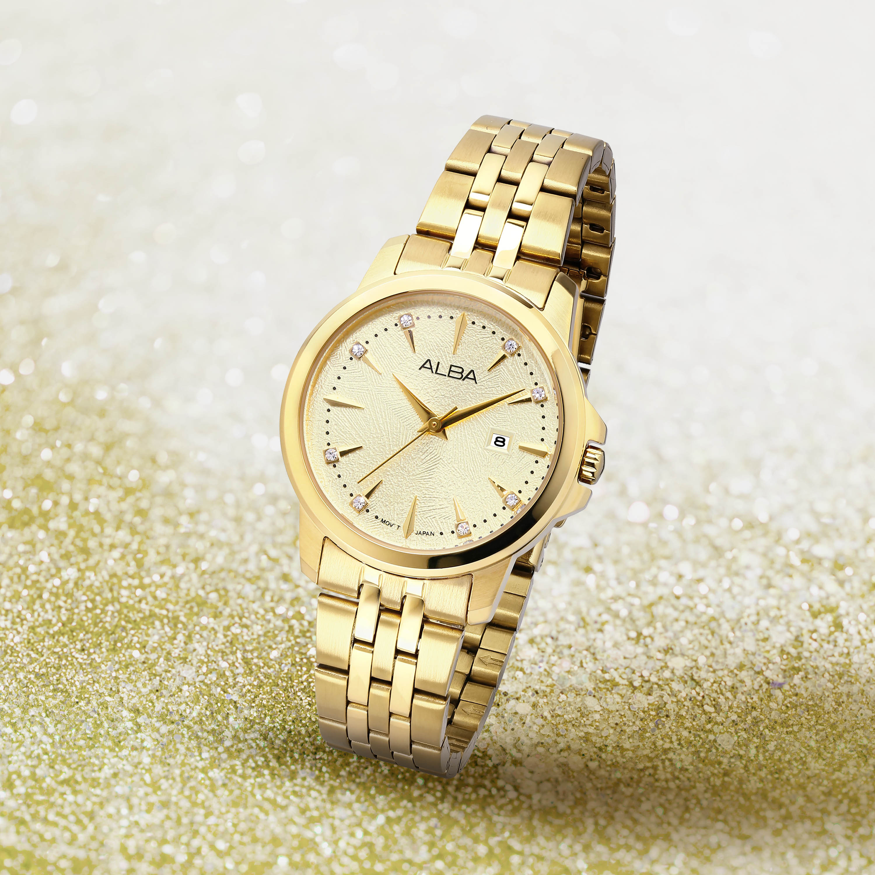 Women Quartz Champagne Dial Analog Stainless Steel Watch