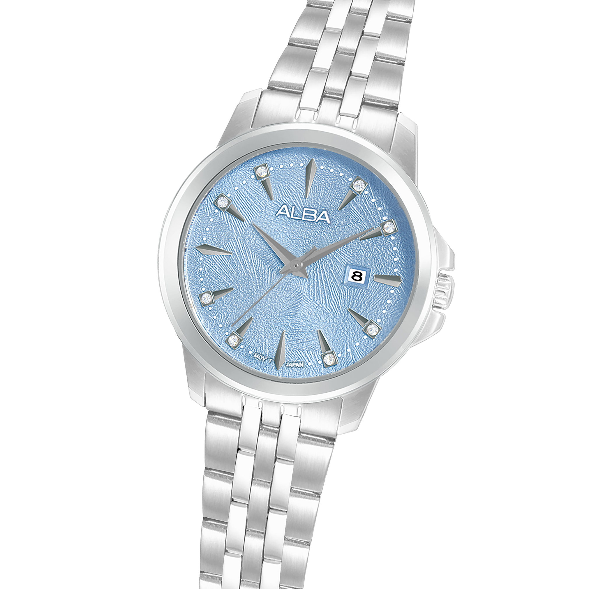 Stainless Steel Strap Silver Color Women Blue Dial Watch
