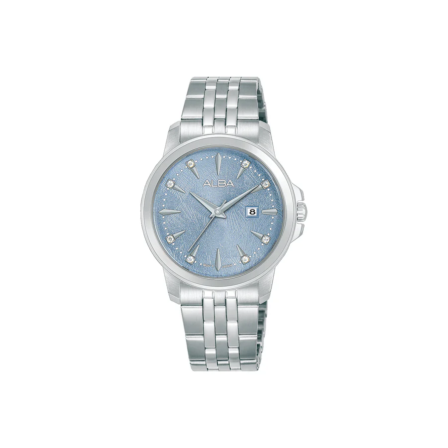 Stainless Steel Strap Silver Color Women Blue Dial Watch