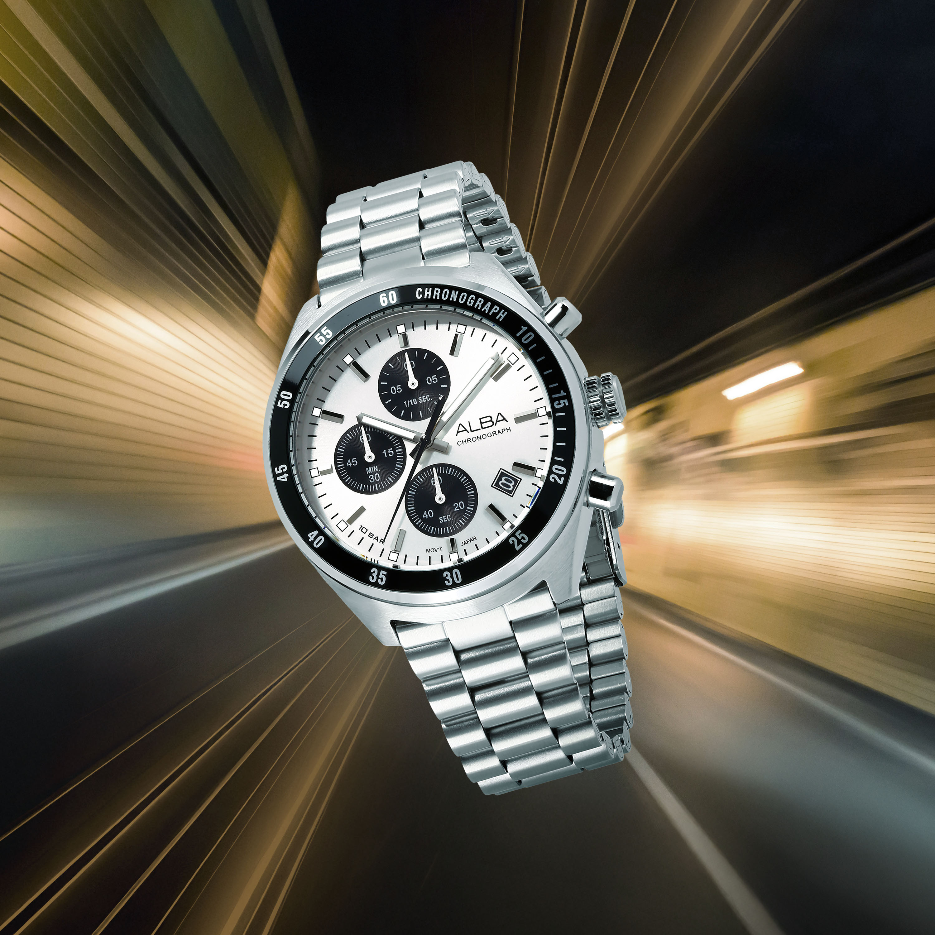 Alba Men's Active Quartz Silver Patterned Dial
