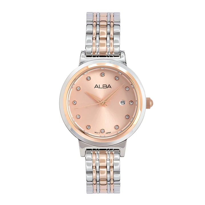 Peach Dial Dual Tone Watch