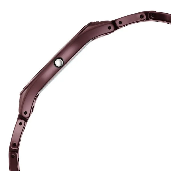 Titan Edge Wine Ceramic Quartz Analog Maroon Dial Red Ceramic Strap Watch For Women