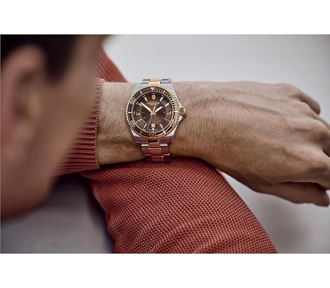 Victorinox Swiss Made Maverick, 43Mm, Brown Dial, Stainless Steel Bicolour Men's Analog Watch