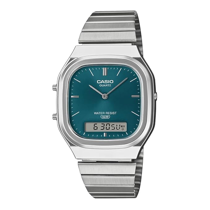 Casio Vintage AQ-240E-3ADF Analog-Digital Green Dial Unisex