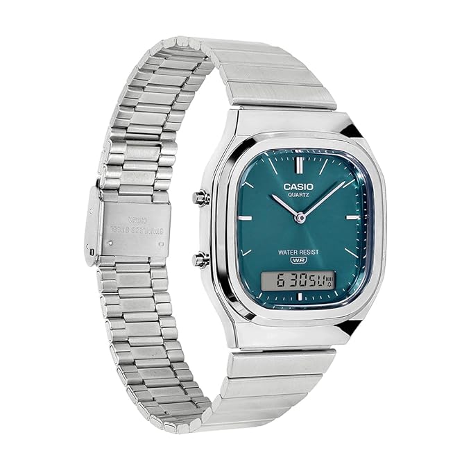 Casio Vintage AQ-240E-3ADF Analog-Digital Green Dial Unisex