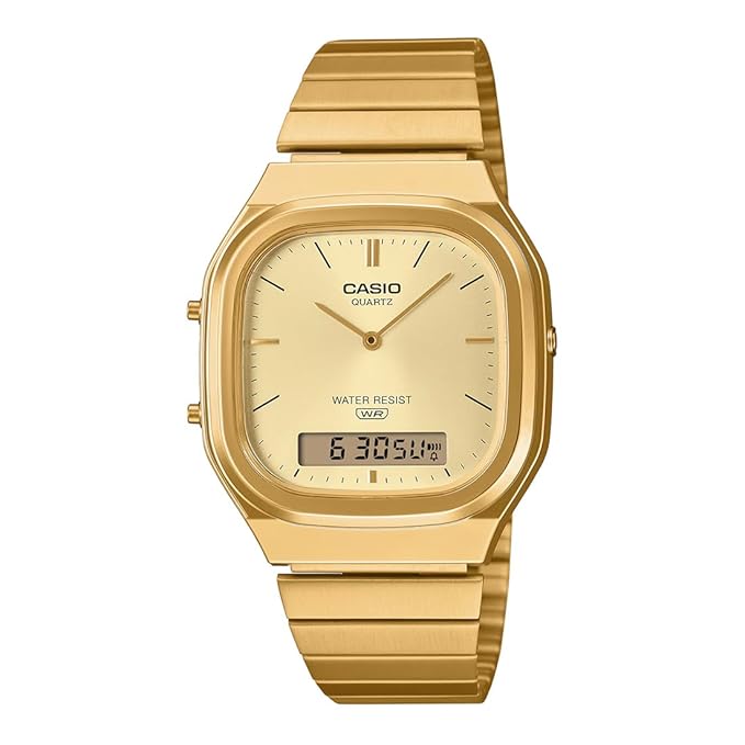 Casio Vintage Analog-Digital Gold Dial Unisex