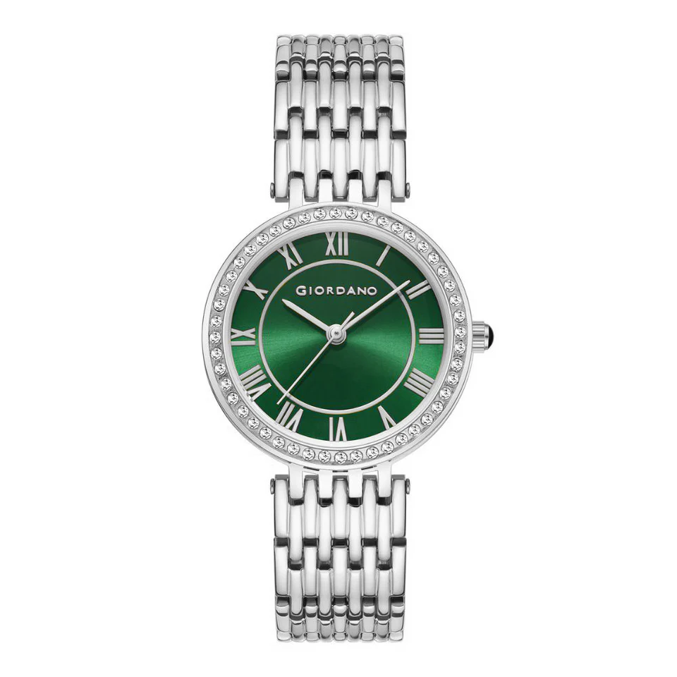 Giordano Eleganza Collection Watch for Women with Stainless Steel Strap and Crystal Embellished Bezel