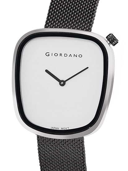 Giordano Analog Wrist Watch for Women with Stylish Metal Strap, Square dial and 3 Hand Mechanism