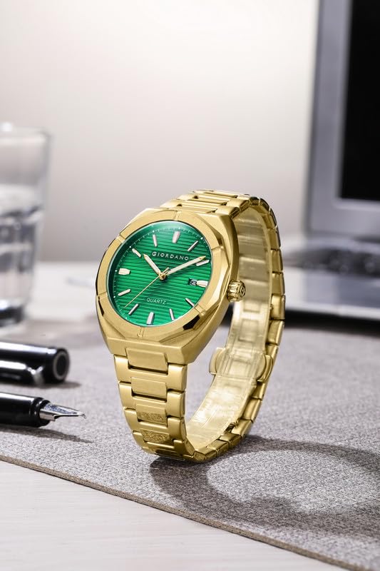 Giordano Modern Watch for Men – Textured Dial, Date Display and Stainless Steel Strap