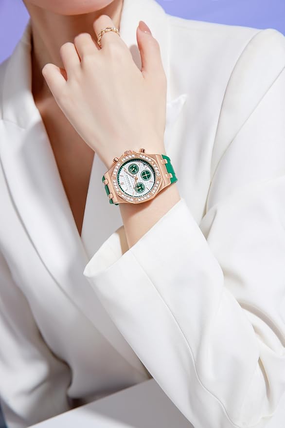 Giordano Chronograph Watch for Women | Stainless Steel Case, Crystal Bezel | Modern & Stylish Timepiece with Comfortable Silicone Strap