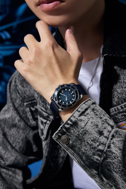 Giordano Analog Quartz Watch for Men with Black Textured Fish Scale Dial, Luminous Hands & Markers, Date Window, Nylon NATO Strap, Rotating Bezel