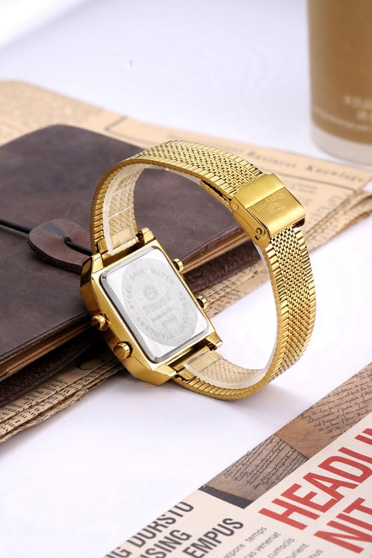 Giordano Analog-Digital Square Watch for Men Dual Time Display, Quartz Movement, Day Display Function, Textured Dial and Stainless Steel Strap