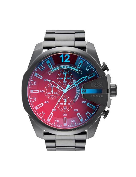 Diesel Stainless Steel Analog Red Dial Black Strap Men's Watch