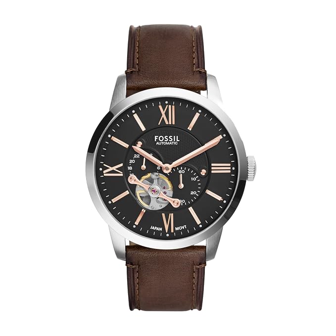 Fossil Men Leather Townsman Analog Black Dial Watch