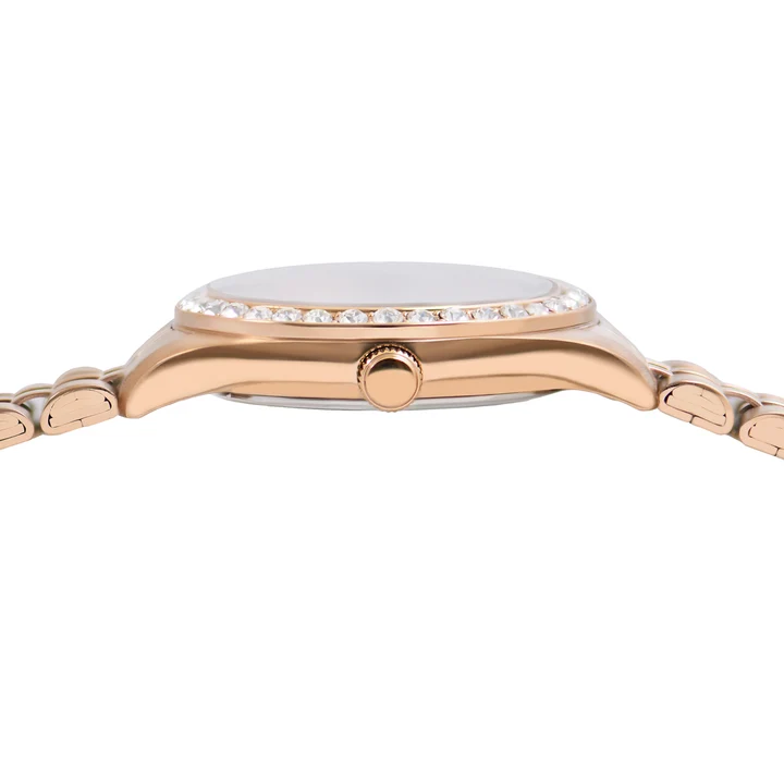 Crystal Bezel With Silver Dial Women's Quartz Watch