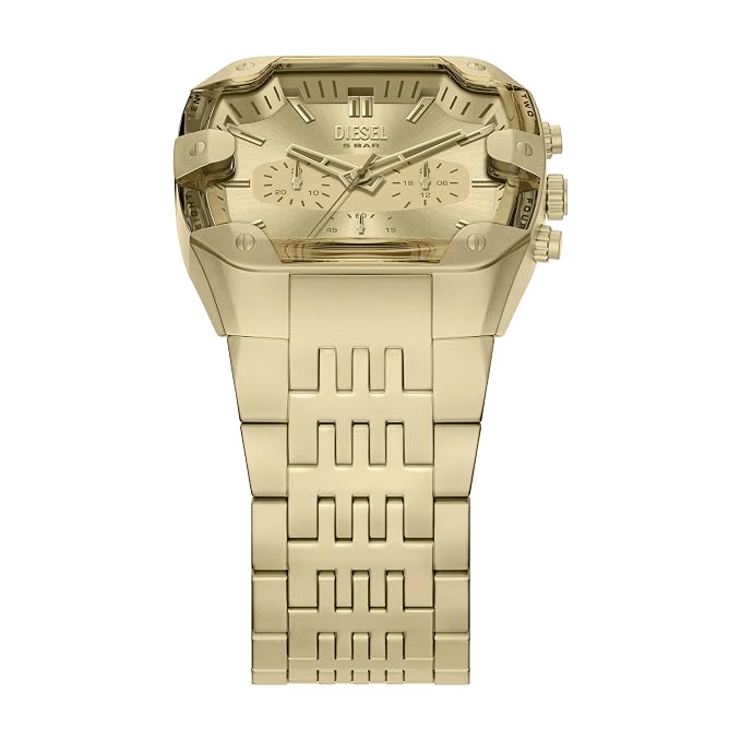 Diesel Spiked Cushion Gold Quartz Stainless Steel Watch