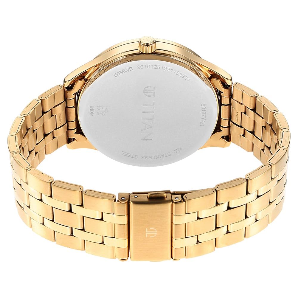 Titan Opulent LII Quartz Multifunction Green Dial Rose Gold Stainless Steel Strap Watch for Men