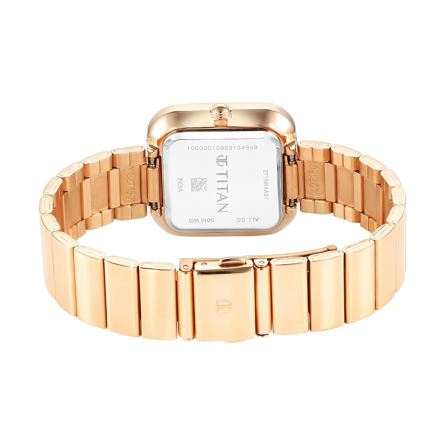 Titan Purple Stackables Quartz Analog White Dial Rose Gold Stainless Steel Strap Watch for Women
