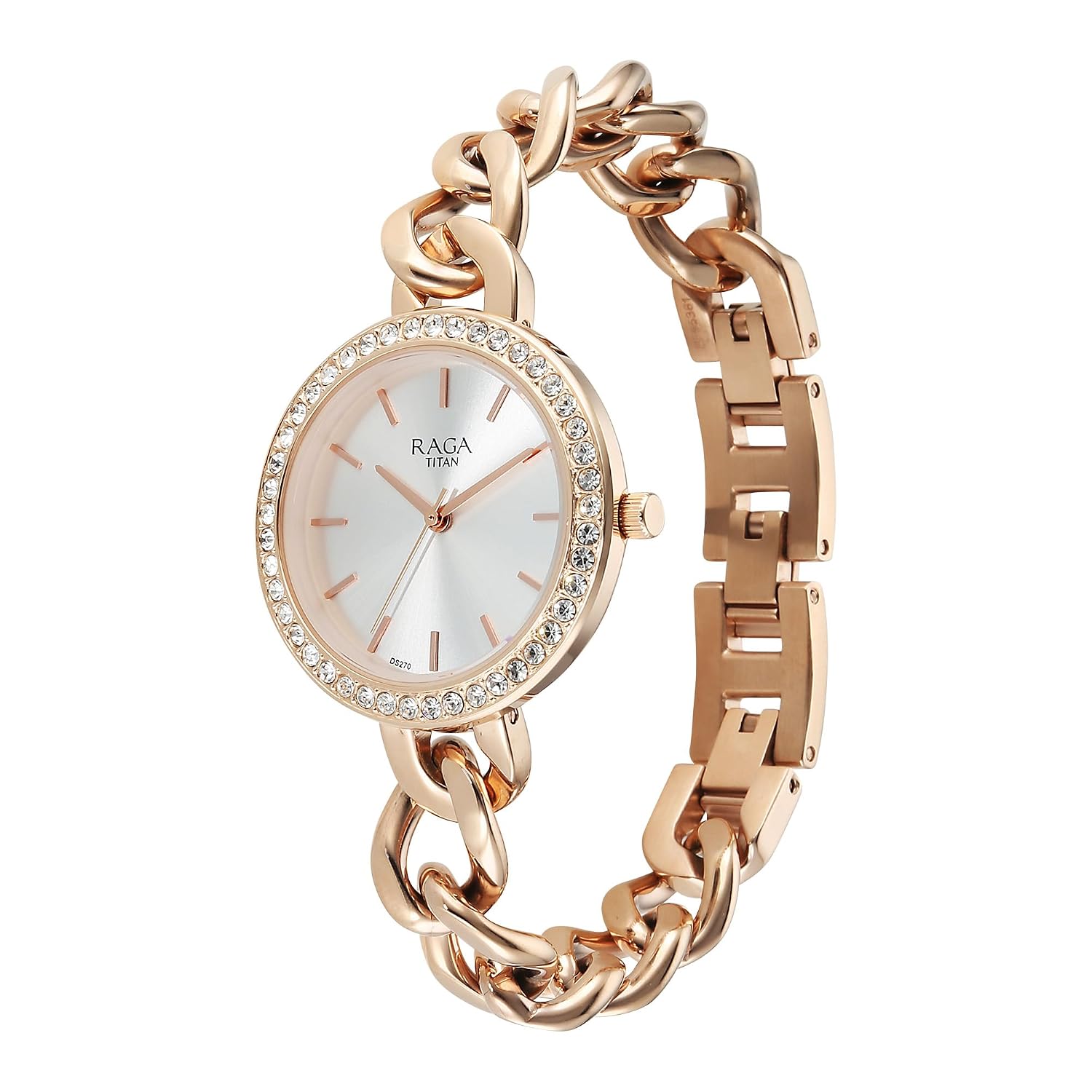 Titan Raga Showstopper Quartz Analog Silver Dial, Metal Strap Watch for Women