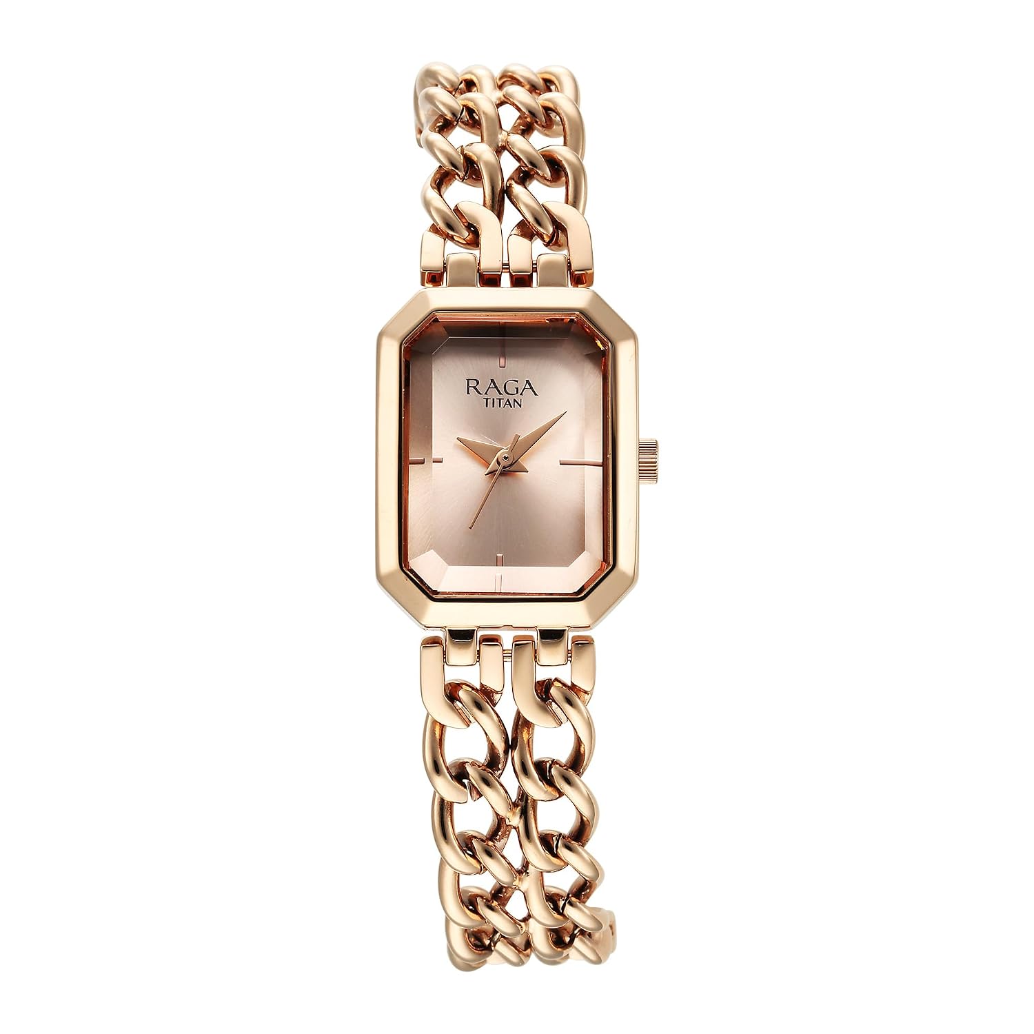 Titan Raga Showstopper Quartz Analog Rose Gold Dial Rose Gold Metal Strap Watch for Women