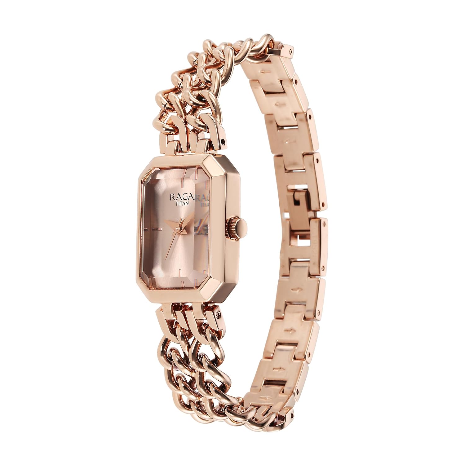 Titan Raga Showstopper Quartz Analog Rose Gold Dial Rose Gold Metal Strap Watch for Women