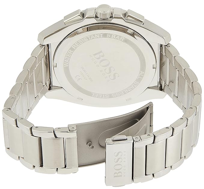BOSS Grandmaster Qtz Fashion Chrono Blue Round Dial Men's Watch|Stainless Steel Material|Silver Color Band