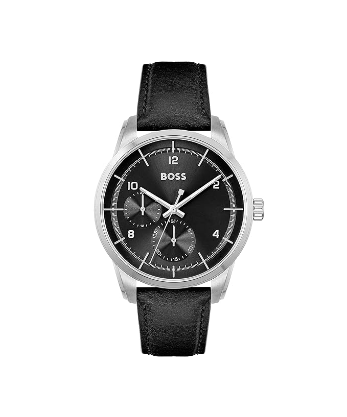 Boss Sophio Qtz Multifunction Black Dial Men's Watch|Leather Material|Black Color Band