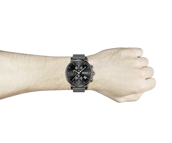 Hugo Boss Stainless Steel Montre Integrity Analog Black Dial Men Watch, Black Band