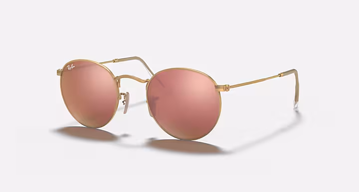 RAYBAN ROUND FLASH LENSES Sunglasses in Gold and Brown
