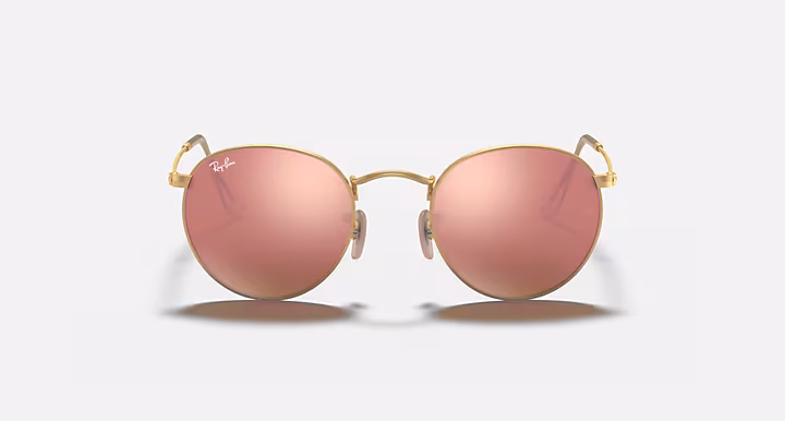 RAYBAN ROUND FLASH LENSES Sunglasses in Gold and Brown
