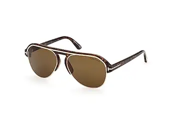 Tom Ford | UV Protected + Blue Blocked Filter Sunglasses for Men | Aviator Shaped - Full-rim Brown Frame